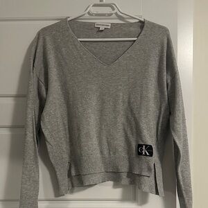Calvin Klein Heather Gray V-Neck Pullover